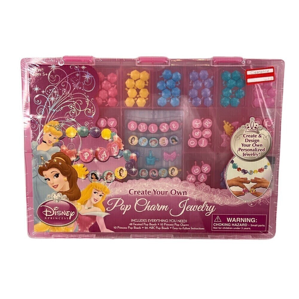 Vintage Disney Princess Art Craft Snap Beads Charms Belle Cinderella 2009